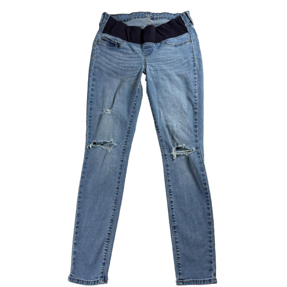 Levis Signature Maternity Jeans Womens Size S Blue Skinny Distressed Stretch Fit